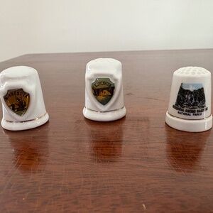 3 porcelain collectible thimbles